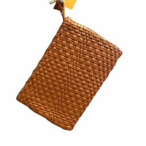Elegant Tan Woven Clutch